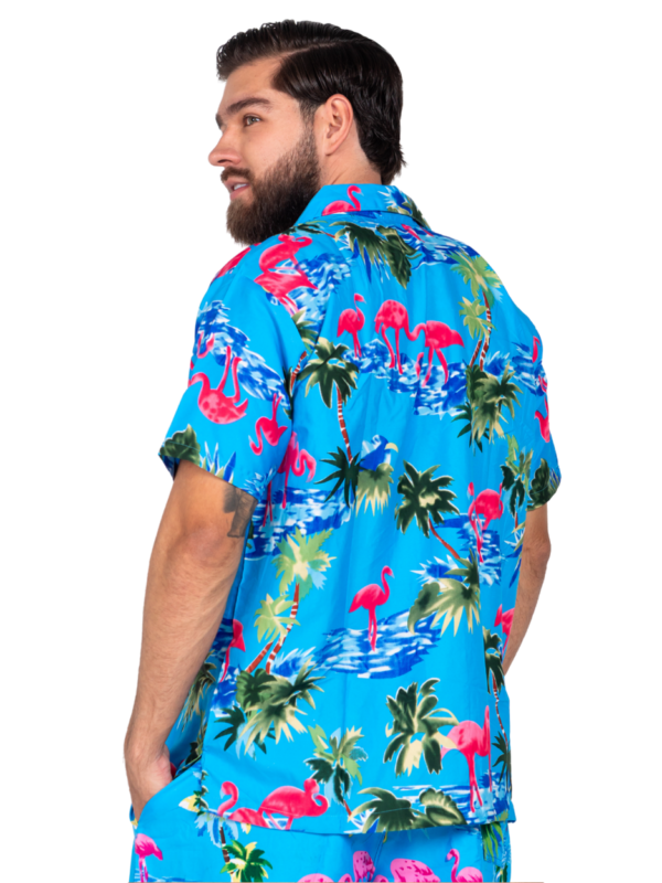 Men's Hawaiian Shirt 'FLAMINGO AQUA'