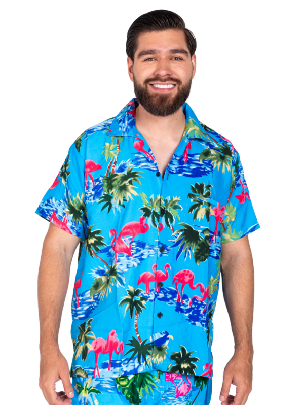 Men's Hawaiian Shirt 'FLAMINGO AQUA'