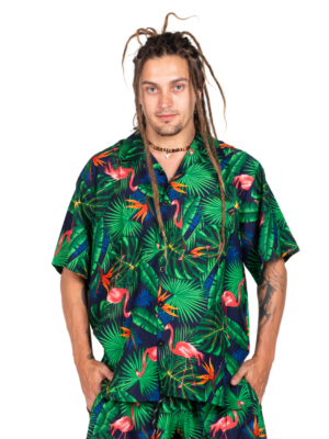 Men's Hawaiian Shirt 'FLAMINGO NAVY'