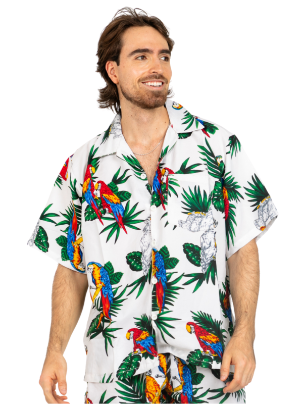 Men's Hawaiian Shirt 'PARROT WHITE'