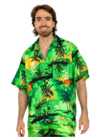 Men's Hawaiian Shirt 'GREEN PALM BLACK'