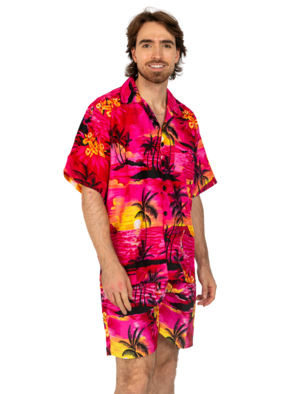 Men's Hawaiian Shorts 'RED PALM BLACK'