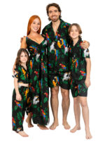 Boys Hawaiian Shirt 'PARROT BLACK'