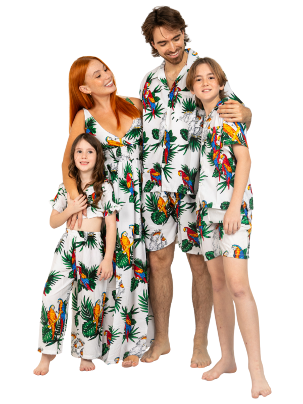 Boys Hawaiian Short 'PARROT WHITE'