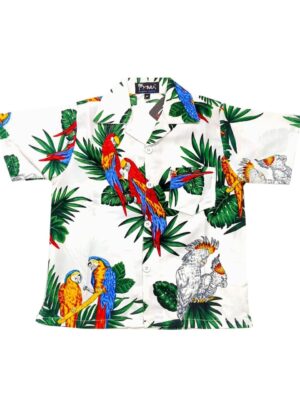 Boys Hawaiian Shirt 'PARROT WHITE'