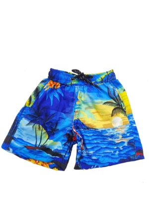 Boys Hawaiian Short 'BLUE PALM BLACK'