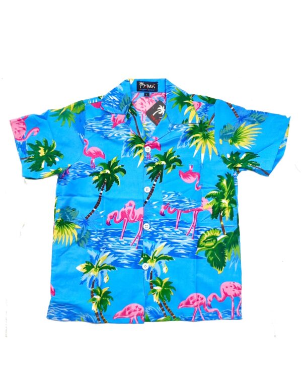 Boys Hawaiian Shirt 'FLAMINGO AQUA'