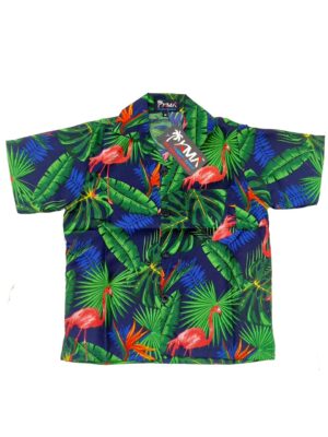 Boys Hawaiian Shirt 'FLAMINGO NAVY'