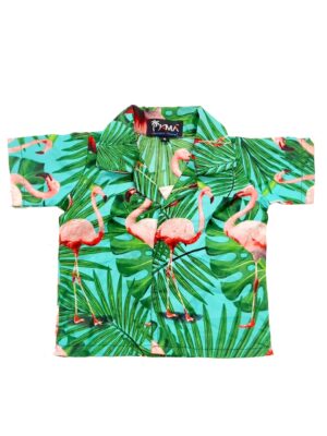 Boys Hawaiian Shirt 'FLAMINGO GREEN'