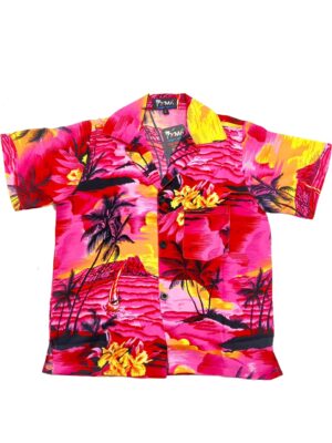 Boys Hawaiian Shirt 'RED PALM BLACK'