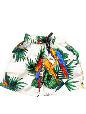 Boys Hawaiian Short 'PARROT WHITE'