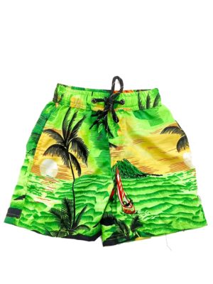 Boys Hawaiian Short 'GREEN PALM BLACK'