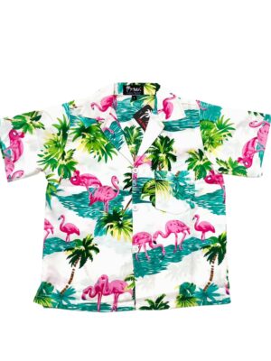 Boys Hawaiian Shirt 'FLAMINGO WHITE'