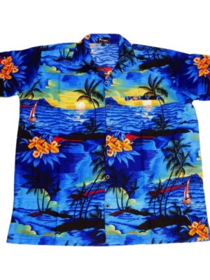 Men's Hawaiian Shirt 'BLUE PALM BLACK'