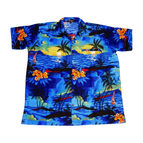 Men's Hawaiian Shirt 'BLUE PALM BLACK'