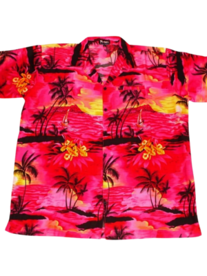 Men's Hawaiian Shirt 'RED PALM BLACK'