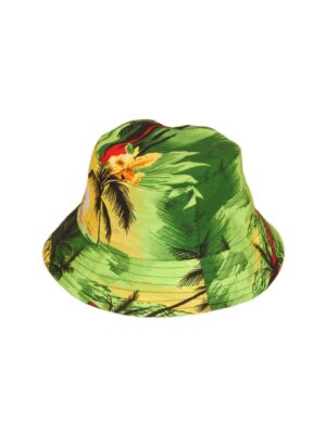 Hawaiian Bucket Hat 'GREEN PALM BLACK'