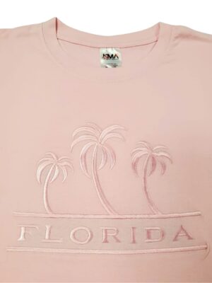 Embroidery T-shirt Florida 3 Palm Tree Pink