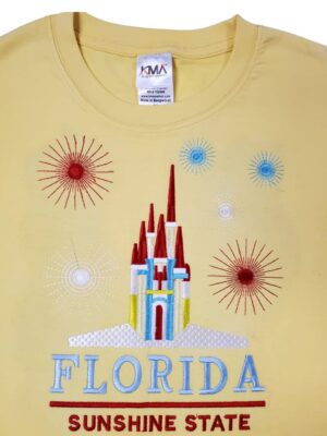 Embroidery T-shirt Florida Castle Yellow