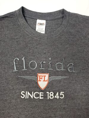 Embroidery T-shirt Florida Biker Charcoal Heather