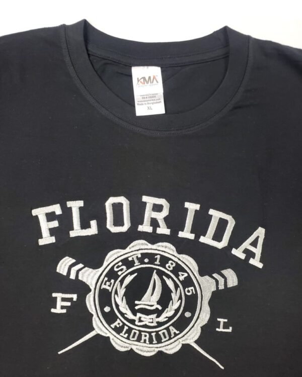 Embroidery T-shirt Florida Boat Black