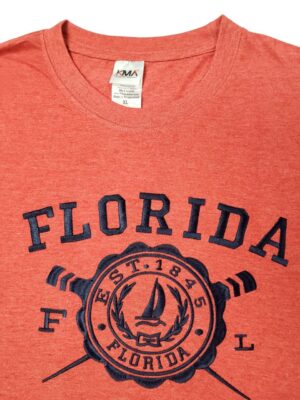 Embroidery T-shirt Florida Boat Red Heather