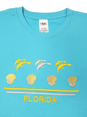 Embroidery T-shirt Florida Shell Dolphin Pool