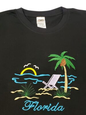 Embroidery T-shirt Florida Chair Palm Black