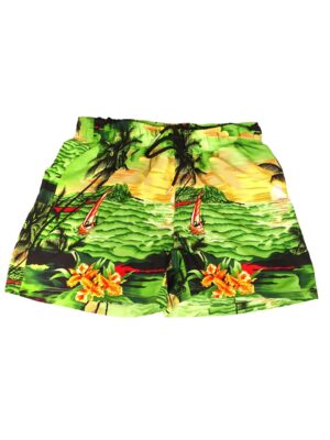 Men's Hawaiian Shorts 'GREEN PALM BLACK'