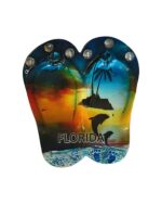 Florida Polyresin Magnet - "Dolphin Sunset Pink & Blue"