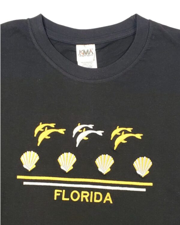 Embroidery T-shirt Florida Shell Dolphin Black