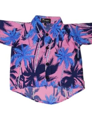 Hawaiian Dog Shirt 'PALM PINK'