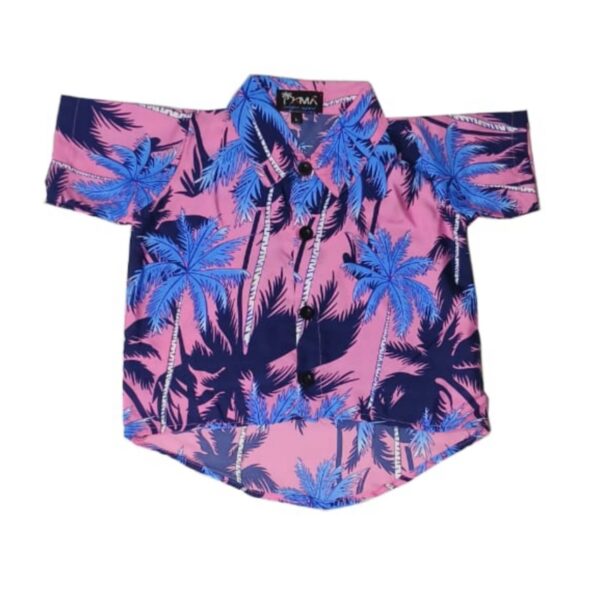 Hawaiian Dog Shirt 'PALM PINK'