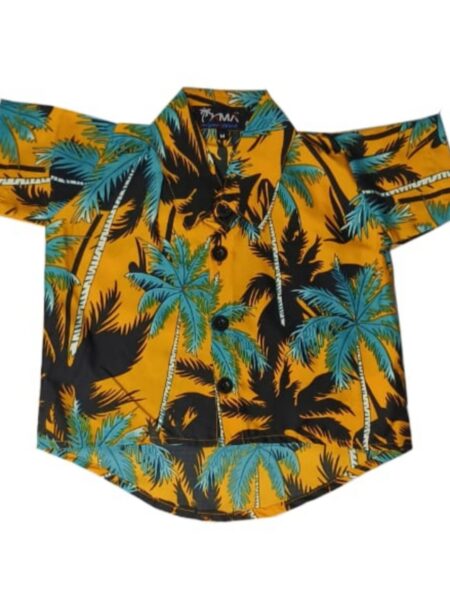 Hawaiian Dog Shirt 'PALM YELLOW'