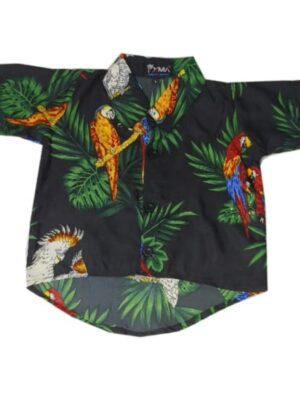 Hawaiian Dog Shirt 'PARROT BLACK'