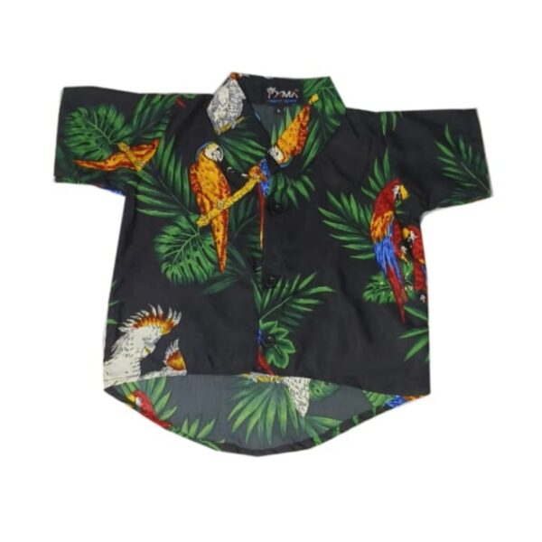 Hawaiian Dog Shirt 'PARROT BLACK'