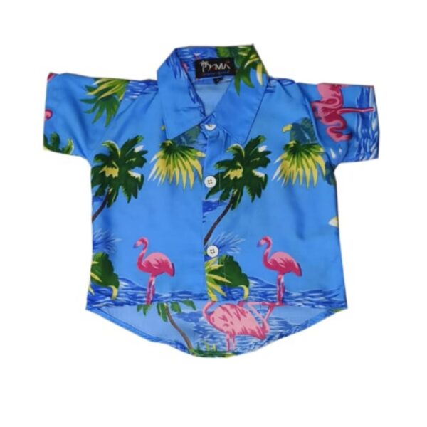 Hawaiian Dog Shirt 'FLAMINGO AQUA'