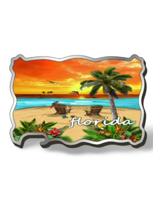 Florida Magnet Bottle Opener (Metal) - "Sunset Beach"