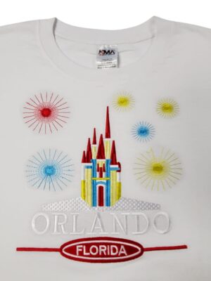 Embroidery T-shirt Orlando Castle White