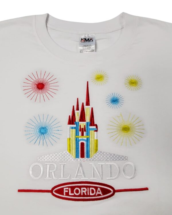 Embroidery T-shirt Orlando Castle White