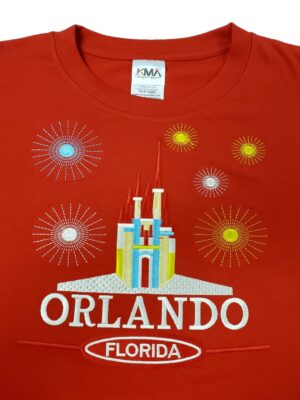 Embroidery T-shirt Orlando Castle Red