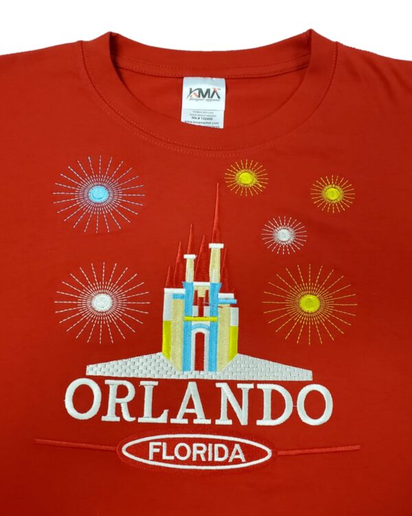 Embroidery T-shirt Orlando Castle Red