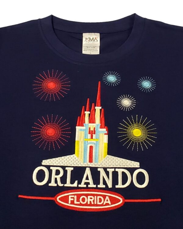 Embroidery T-shirt Orlando Castle Navy