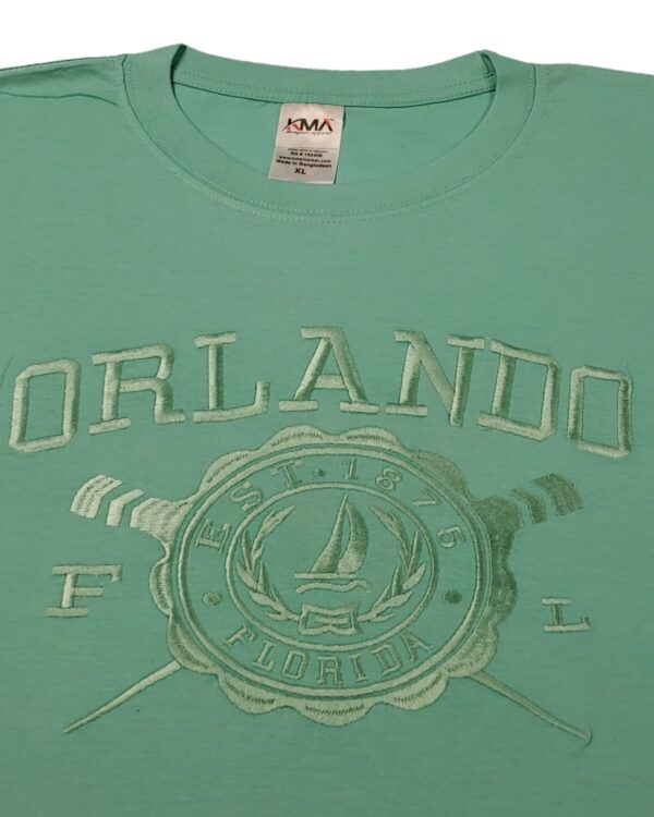 Embroidery T-shirt Orlando Boat Celadon