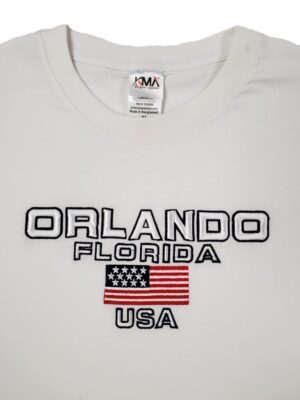 Embroidery T-shirt Orlando USA White