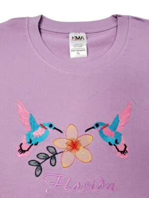 Embroidery T-shirt Florida 2 Humming Bird Lavender