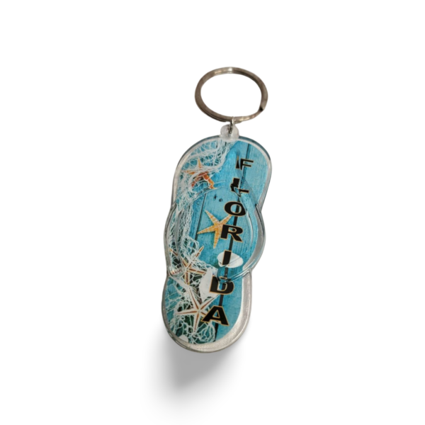 Florida Acrylic Key Chain - "Florida Ocean Sandle"