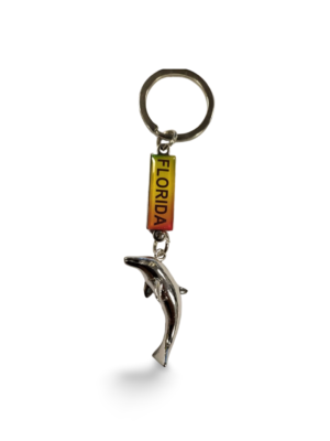 Florida Metal Key Chain - "Rasta Dolphin"