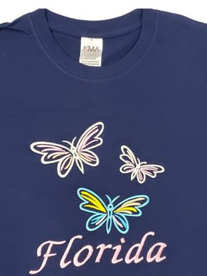 Embroidery T-shirt Florida 3 Butterfly Navy