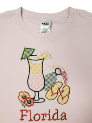 Embroidery T-shirt Florida Margarita Pink